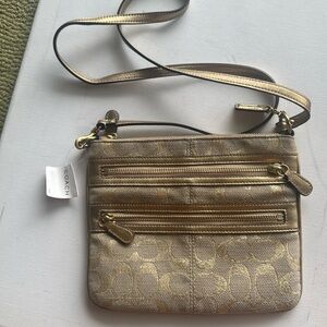 Coach Gold Metallic Crossbody Bag with Adjustable Strap